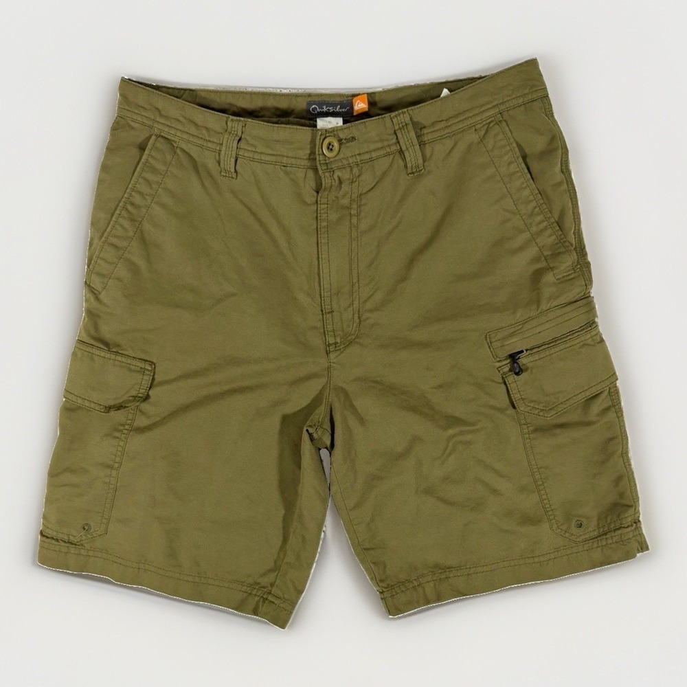 Quiksilver Men's Cargo Shorts Size 32 Olive Green Utility Outdoor Casual